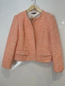 Hugo Boss Woman’s Orange Boucle Jacket Size 10 - Picture 1 of 12