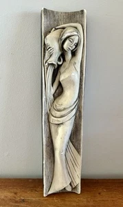 Vintage MCM 1960s Chalkware Woman Water bearer Wall Sculpture 5”x23”x3.5” - Picture 1 of 9