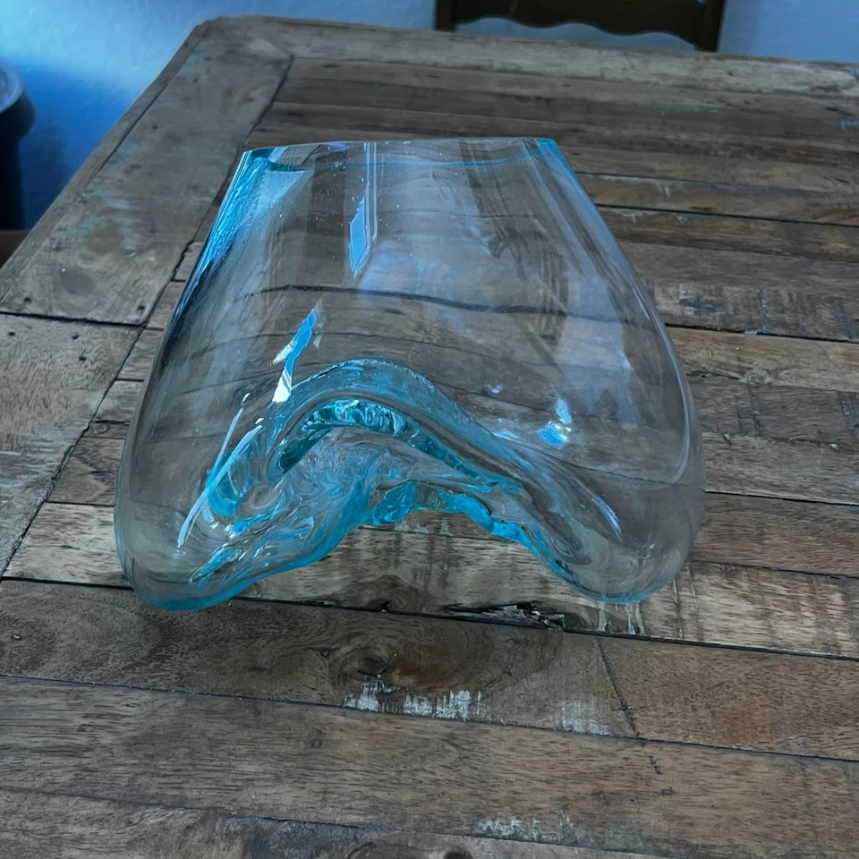 Jarrón de vidrio arte abstracto burbuja orgánica soplado a mano 6" de alto Foto 1 de 4