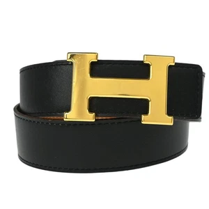 Hermes Black Box Calf Constance Reversible Belt #70 Small Good □G R 195738 - Picture 1 of 7