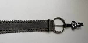Fina Firenze Belt Women’s Gray Suede Leather Wide Belt Size S (Small) - Picture 1 of 10