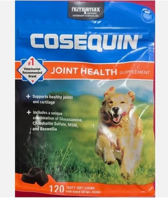 Cosequin DS Max Strength + MSM & Boswellia Joint Health Dogs 120 chew EXP 2027+ - Image 1 of 2