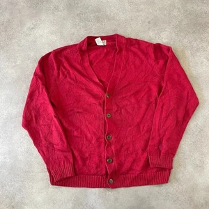 L.L Bean Knitted Cardigan Mens Medium 100% Cotton Button Up Sweater Red - Picture 1 of 8
