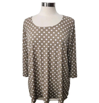 Top Susan Graver 1X Pullover Tejido Líquido Marrón Manga 3/4  Foto 1 de 4