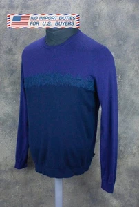 Mens Ted Baker London Long Sleeve Pullover Size 6 Striped Crew Neck Blue Jumper - Picture 1 of 14