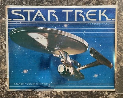 Póster de película Star Trek 1979 cromado metálico lámina USS Enterprise reflectante Mylar Foto 1 de 4