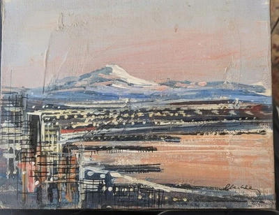 John Checkley 8x10” Seattle Mt Rainier Pacific NW Oil Painting Signed - Image 1 of 4