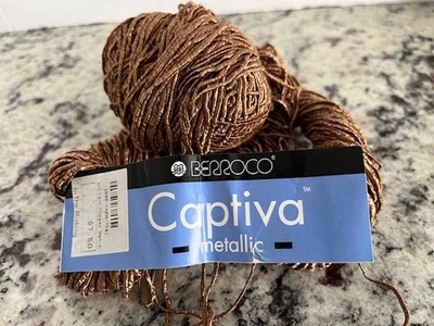 Lote de 2 Hilos Berroco Captiva Cobre Metálico Mezcla Algodón Color 7542 Foto 1 de 4
