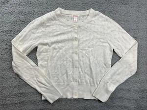 Cat & Jack Girl's Size Large 10/12 Pointelle Cardigan Sweater Cream - Picture 1 of 8