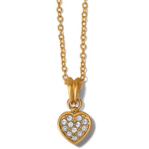 Brighton Meridian Zenith Heart Pendant Necklace Goldtone Chain Rhinestones