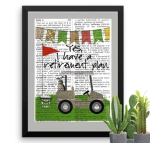 Yes I have a Retirement Plan Dictionary Art Print Mixed Art Golfing Golfer Hobby - Picture 1 of 2