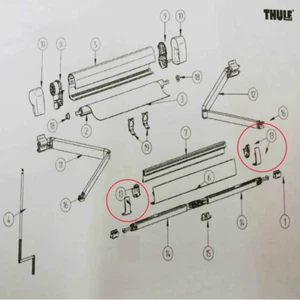 VW California Wind Out Awning Part - 13. RH & LH Lead Rail End Plates GREY 7H... - Picture 1 of 2