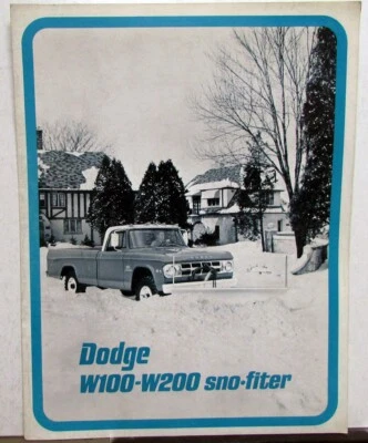 1969 Dodge Truck W100 W200 грузовик SNOFITER продажи папка лист данных оригинал - Изображение 1 из 3