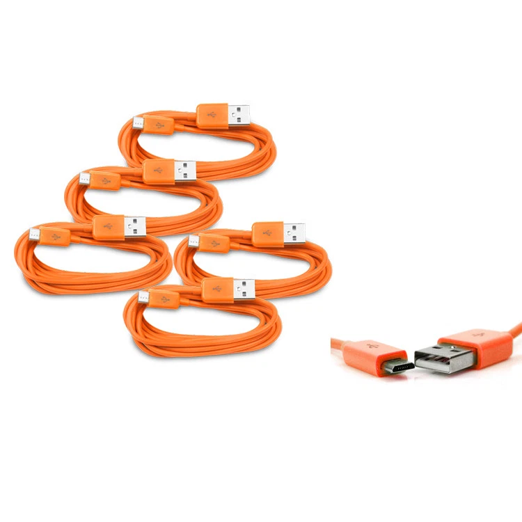 5X 3FT MICRO USB DATA SYNC CHARGER CABLE ORANGE DROID HTC EVO ONE NEXUS 7 KINDLE - Image 1 of 1