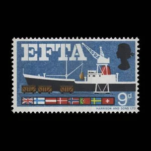 Great Britain 1967 (Variety) 9d EFTA phosphor missing lilac - Picture 1 of 2