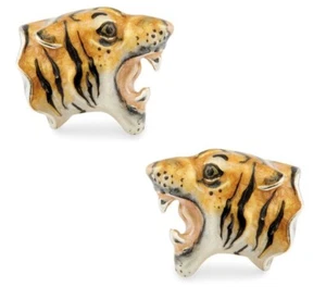 Saturno Sterling Silver and Enamel Tiger Cufflinks- Fully Hallmarked - Picture 1 of 2