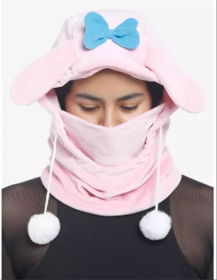 HELLO KITTY My Melody Balaclava Mask Hat Blue Pink Sanrio Pom Pom Polyester NWT