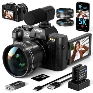 5K Digitalkamera 48MP 16X Videokamera Autofokus mit Wifi 32GB TF für Anfänger - Bild 1 von 7