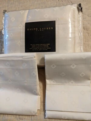 Edredom Ralph Lauren Marcel Diamond Queen etiqueta branca feito na Itália creme 2 fronhas - Imagem 1 de 4