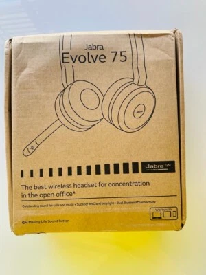 Jabra Evolve 75 UC Kabellos Bluetooth Auf Ohr Kopfhörer Mit Mic 7599-838-109 - Bild 1 von 4