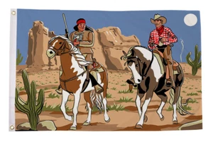 Bandera de vaquero e india (5 ft x 3 ft) - Imagen 1 de 1
