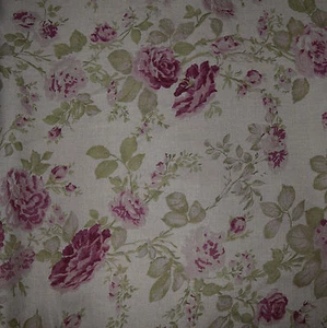 VINTAGE STYLE FLOWERS 100% PURE NATURAL LINEN FABRIC by meter 152CM - Picture 1 of 2