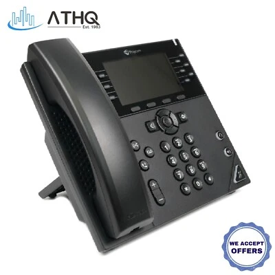 Polycom 2200-48840-025 VVX 450 Corded Telephone - Black Business Desk Phone VoIP - Image 1 of 4