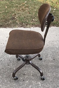 Inter Royal Corp VTG Industrial Metal Chair Swivel Stool Wheels - Drafting Chair - Picture 1 of 12