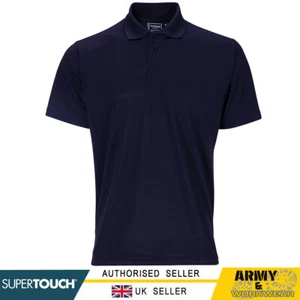 Supertouch Marineblau Vogelauge Poloshirt atmungsaktiv leicht gestrickter Kragen Top - Bild 1 von 5