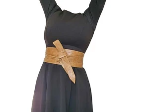 Distressed Leather Obi Belt, Wide Wrap Trendy Belt, Women Stylish Tie Belts - Picture 1 of 5