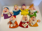 Vintage Disney Snow White and the Seven Dwarfs Hand Puppets Soft Plush - 7 Total