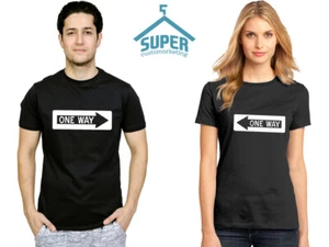Camiseta Pareja Única Vía San Valentín Pareja Camiseta Señal de Tráfico Divertida Camiseta - Imagen 1 de 4