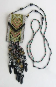 Vintage Beaded Tapestry Miniature Shoulder Crossover 3" Purse with 26" Strap - Picture 1 of 5