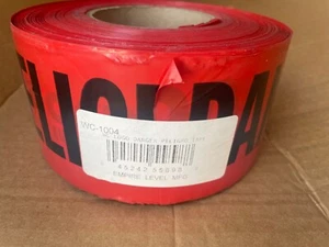 3"x1000' Empire Danger Peligro Tape Roll Non-Detectable Spanish English Red - Picture 1 of 4