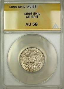 1896 Great Britain 1S Shilling Silver Coin ANACS AU-58 - Picture 1 of 2