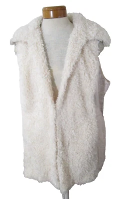 Nuevo con etiquetas Chaleco Peludo Marc New York Para Mujer Talla Grande Imitación Piel Cuero 2X Crema Foto 1 de 3