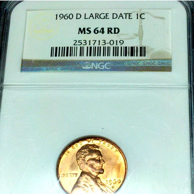 BLISTER RED REFLECTING NGC 1960-D LARGE DATE MS64 RED LINCOLN  - Image 1 of 2