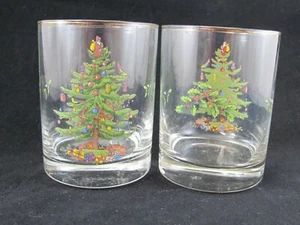 Spode Christmas Tree HIGH BALL GLASSES Set of 2 Iconic Pattern Holiday England - Picture 1 of 8