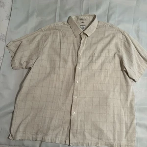 Mens Geoffrey Beene Tan Rayon Short Sleeve Shirt Casual Button Up 3XL 19-19 1/2 - Picture 1 of 5
