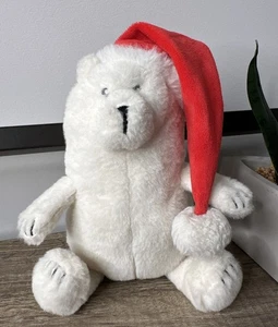 Giggle Scape White Polar Bear w/ Red Santa Hat Plush Stuffed Animal Toy 9" 2024 - Picture 1 of 7