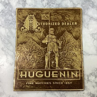Vtg Huguenin Fine Watch Authorized Dealer Advertising Sign Foil Cardboard - Image 1 of 4