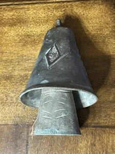 5 x4 x3.25 Old Bronze Double Nested Farm Bell Primitive - Picture 1 of 9