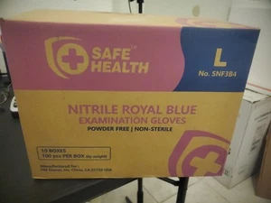 Safe Health SNF3B4 Nitrile Exam Gloves, Royal Blue, Size L, Case of 1000 - Picture 1 of 1