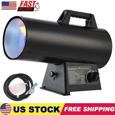 60,000 BTU Portable Propane Forced Air Heater Adjustable Liquid for Garage Black