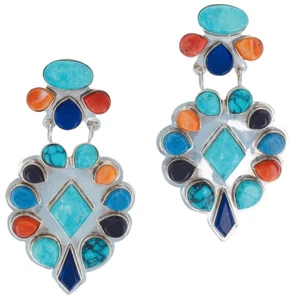 Pendientes racimo multicolor del artista navajo Robert Vandever - Imagen 1 de 2