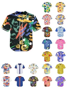 Kids Cartoon Baseball Jerseys Multicolour Shirts Children's Gifts for Boys Girls - Picture 1 of 23