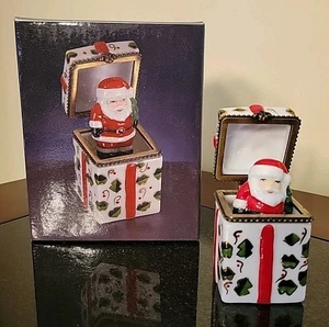 Vintage Lord & Taylor Porcelain Hinged Santa Pop-Up Box EUC - Picture 1 of 9