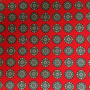 Vintage Retro Cambridge Classics Red Multi Geometric Italian Silk Necktie USA