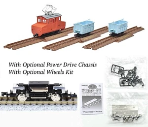 HOn30/HOe Tomytec Steeple Cab Electric Locomotive/Tipper Cars Set w/Power Drive - Picture 1 of 12