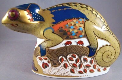 Estatuilla Royal Crown Derby Chameleon pisapapeles 2003 - tapón dorado Foto 1 de 4